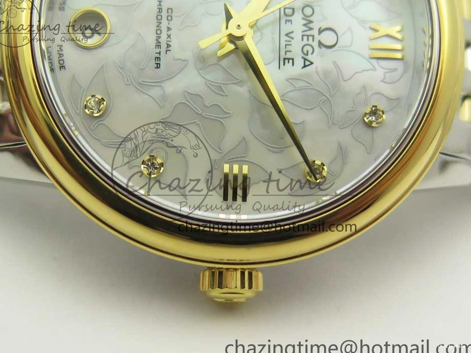 0512 Versatile De Ville Prestige Ladies 32.7mm SS MKF 1:1 Best Edition White MOP Dial Roman Markers on SS YG Bracelet MIYOTA 7967